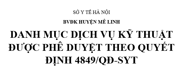 DANH MỤC DỊCH VỤ KỸ THUẬT ĐƯỢC PHÊ DUYỆT THEO QUYẾT ĐỊNH 4849/QĐ-SYT