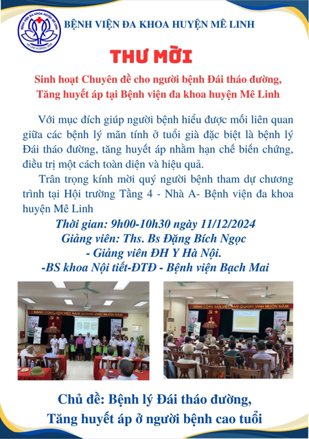 𝐓𝐇𝐔̛ 𝐌𝐎̛̀𝐈 SINH HOẠT CHUYÊN ĐỀ DÀNH CHO NGƯỜI BỆNH ĐÁI THÁO ĐƯỜNG -TĂNG HUYẾT ÁP