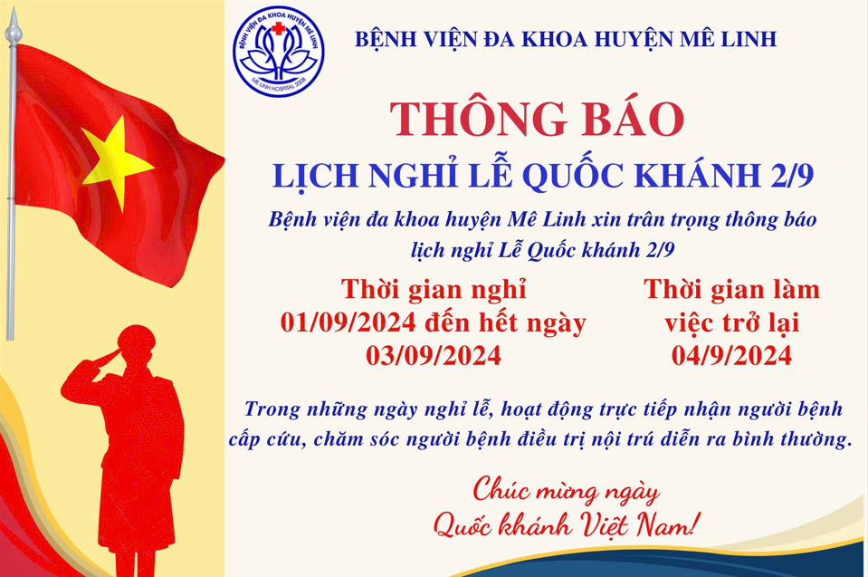 THÔNG BÁO LỊCH NGHỈ LỄ QUỐC KHÁNH 2/9